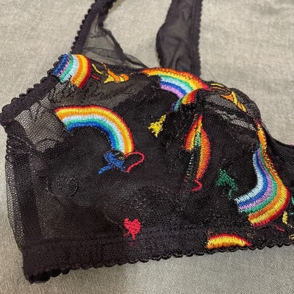 Savage X Pride Rainbow Embroidered Bralette Size S - Picture 3 of 6